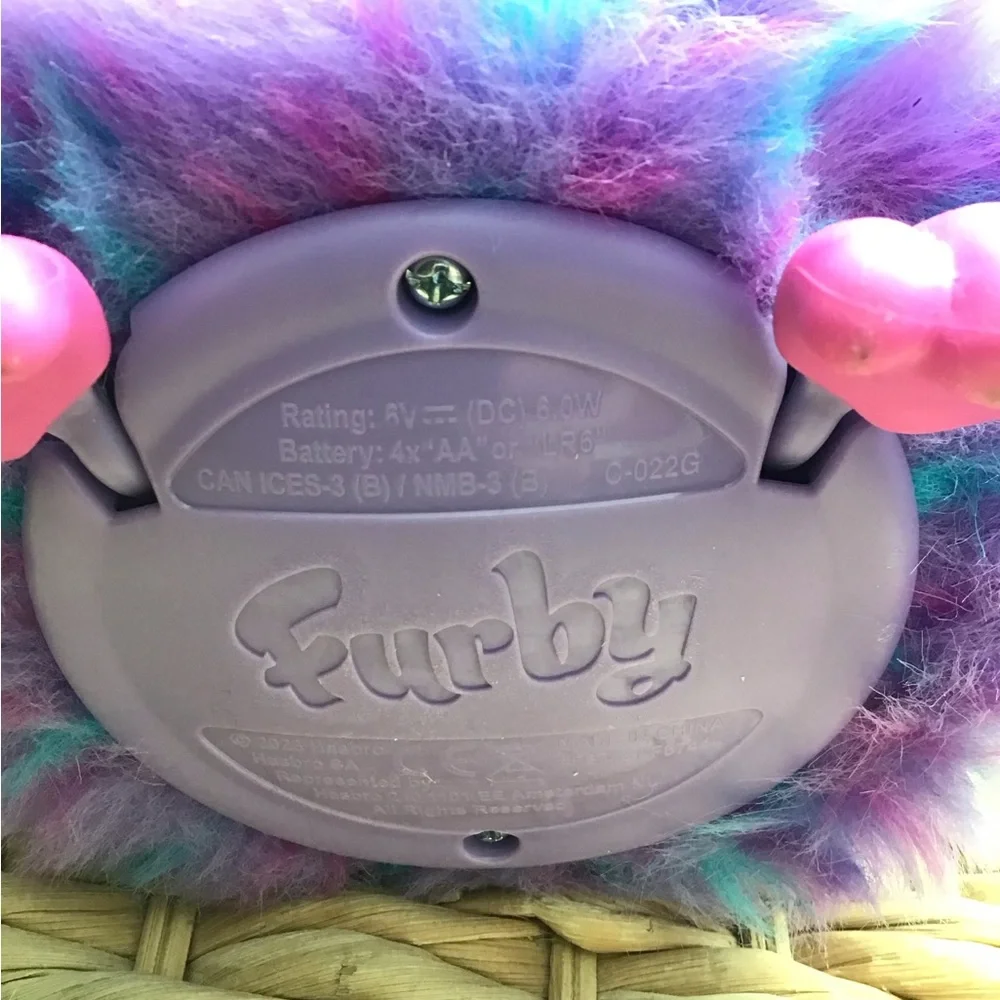 Furby Purple Plush Tie Dye Interactive Toy 2023 Glowing Ears Talks WORKS